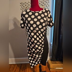 Ashley Stewart black & white colorblock midi dress 12W NWT